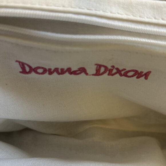 Donna Dixon Handbag Purse Blue Shoulder Crossbody Chain Straps Canvas Kiss Clasp - Picture 10 of 16